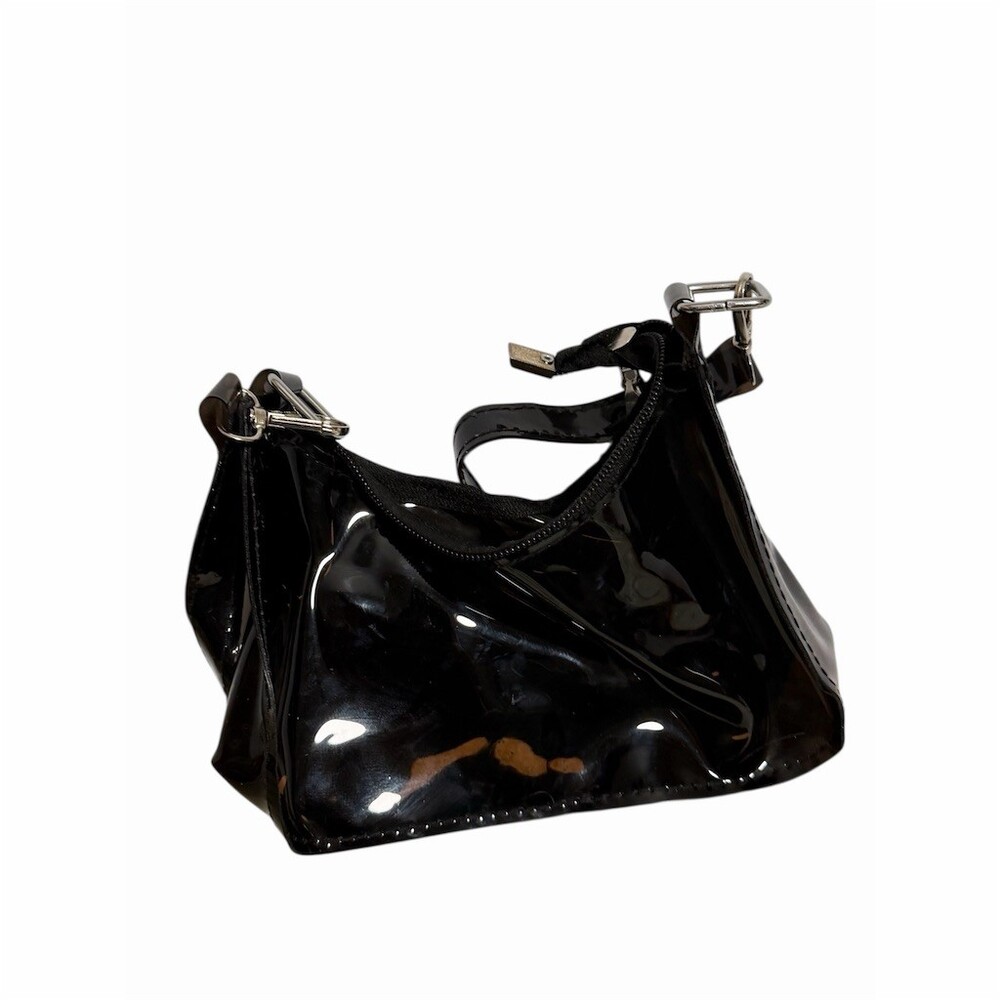 Womens Mini Jelly Shoulder Crossbody Purse Black Transparent Zip Top - Picture 2 of 4